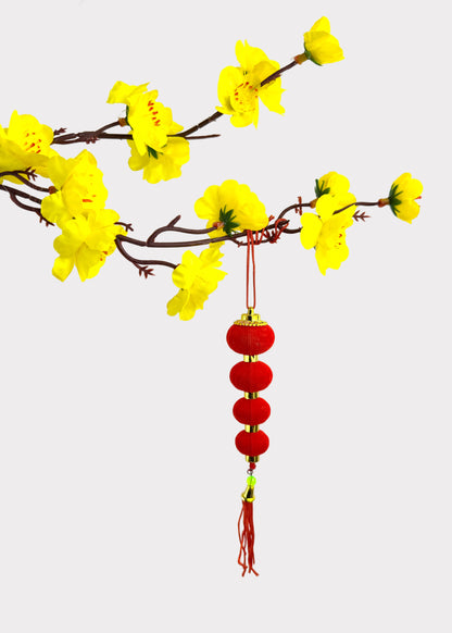 Classic Red Lantern Hanging Ornament – Lunar New Year Decoration (5 Count)