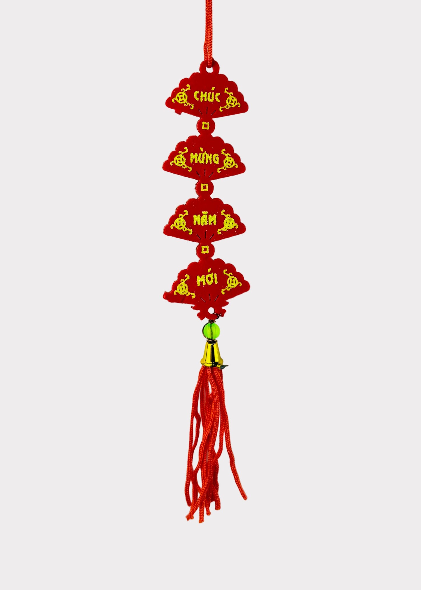 Red Fan Tassel Ornament – Vietnamese Tet & Lunar New Year Decoration (10 Count)