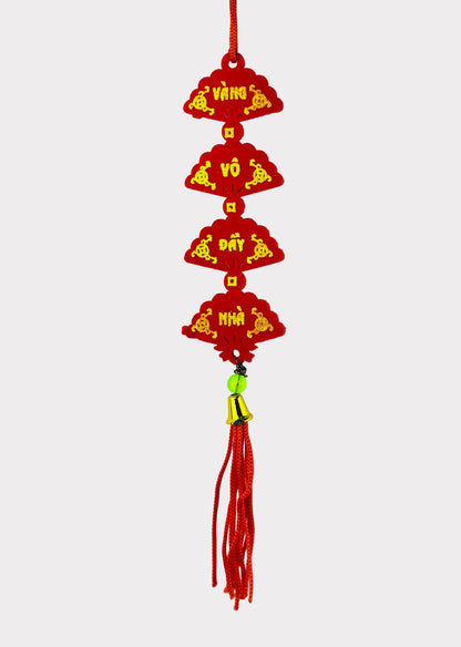Red Fan Tassel Ornament – Vietnamese Tet & Lunar New Year Decoration (10 Count)