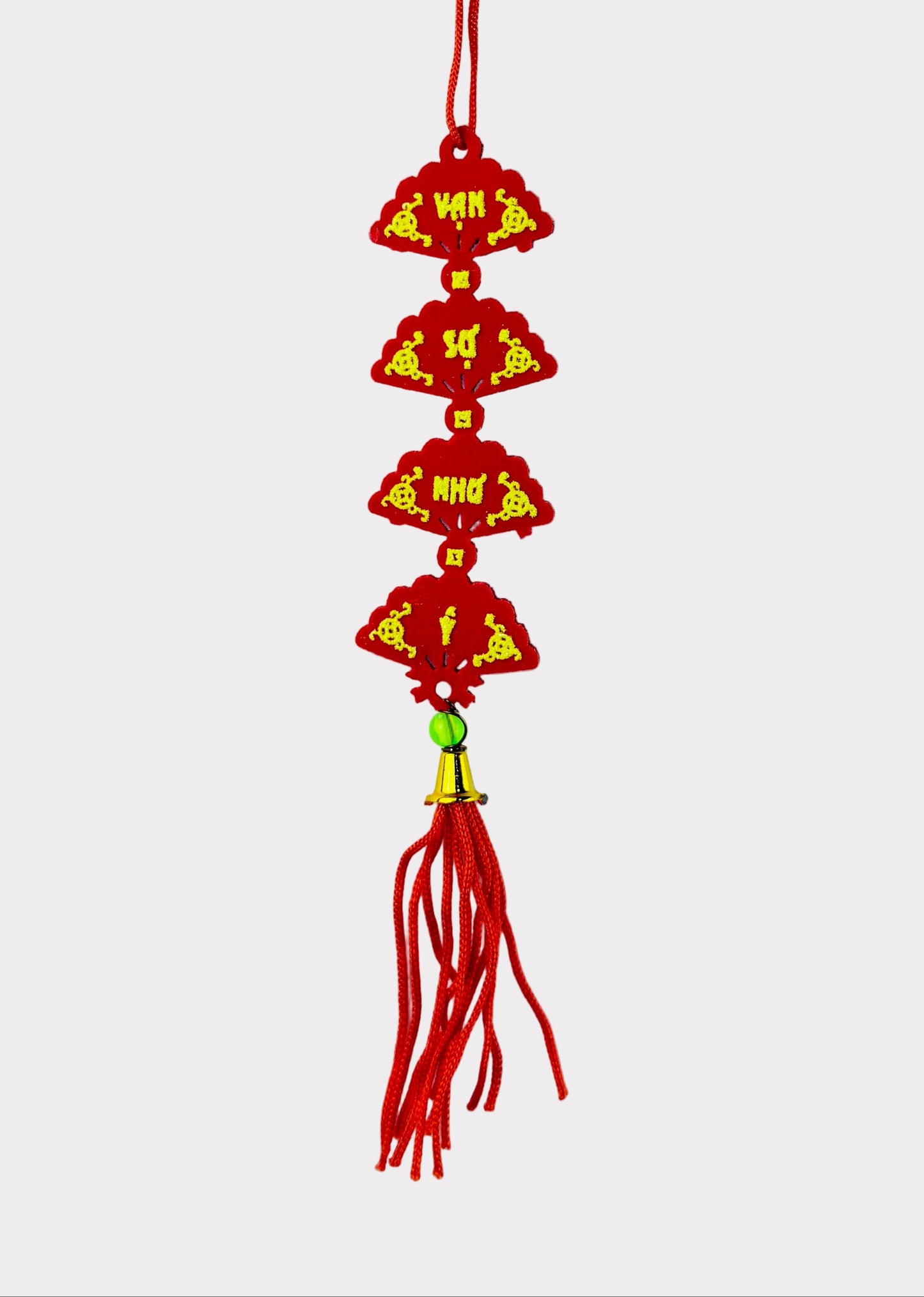 Red Fan Tassel Ornament – Vietnamese Tet & Lunar New Year Decoration (10 Count)