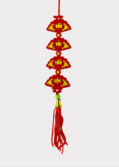 Red Fan Tassel Ornament – Vietnamese Tet & Lunar New Year Decoration (10 Count)