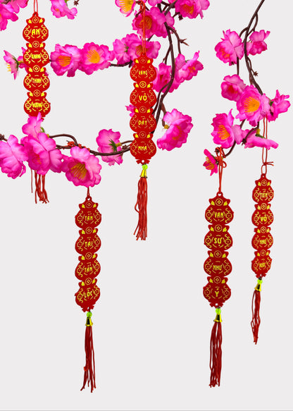 Red Money Bag Tassel Ornament – Vietnamese Tet & Lunar New Year Décor (10 Count)