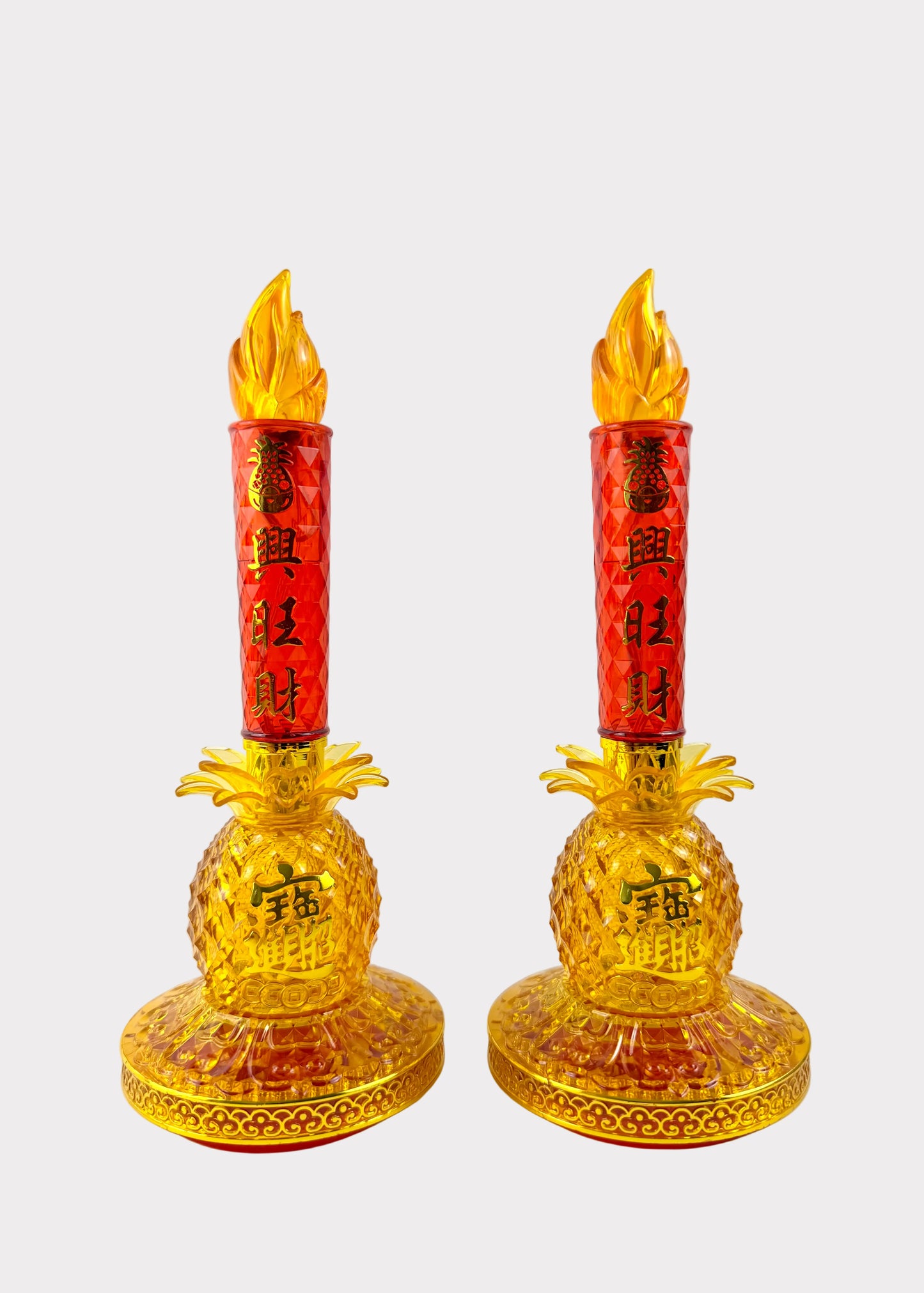 LED Altar Candle Lights with Pineapple Base Set - Battery & USB Powered
