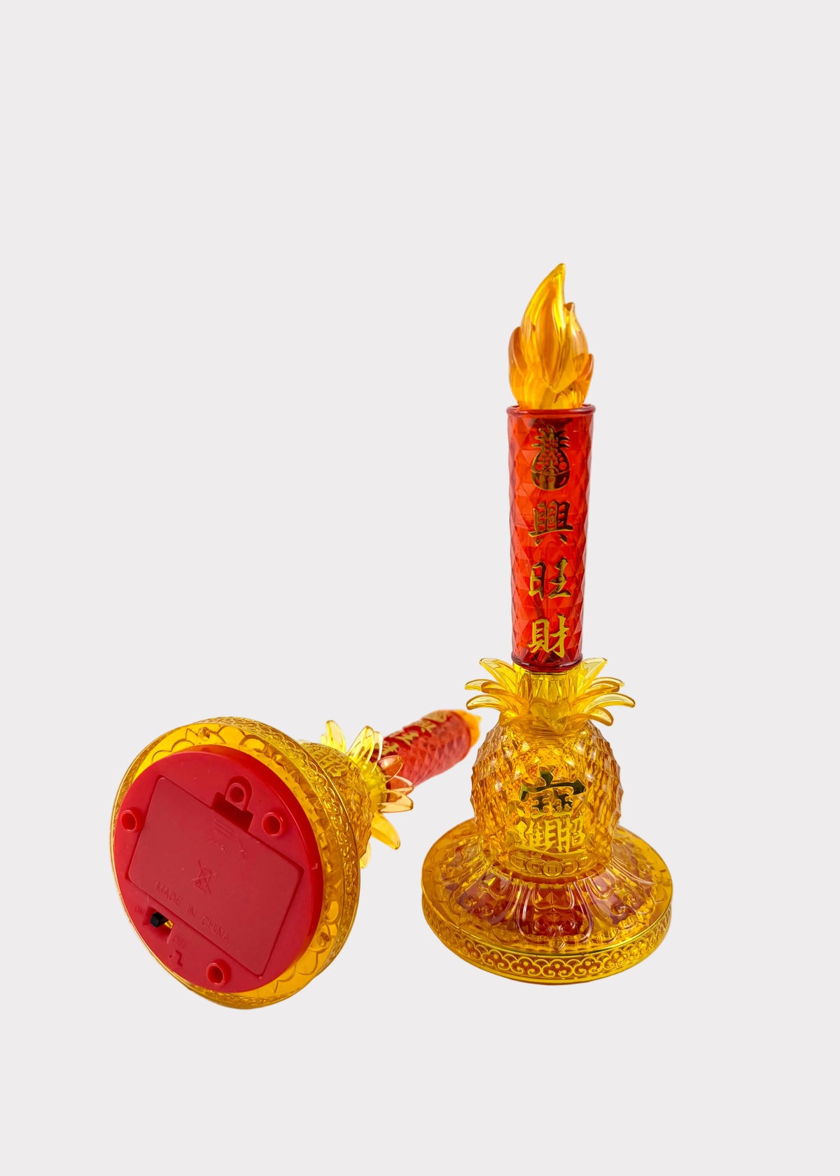 LED Altar Candle Lights with Pineapple Base Set - Battery & USB Powered