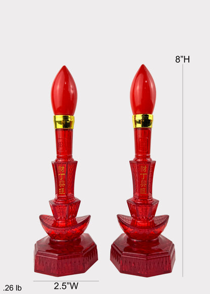 Red LED Altar Candle Pair – Plug or Battery Operated Temple Light