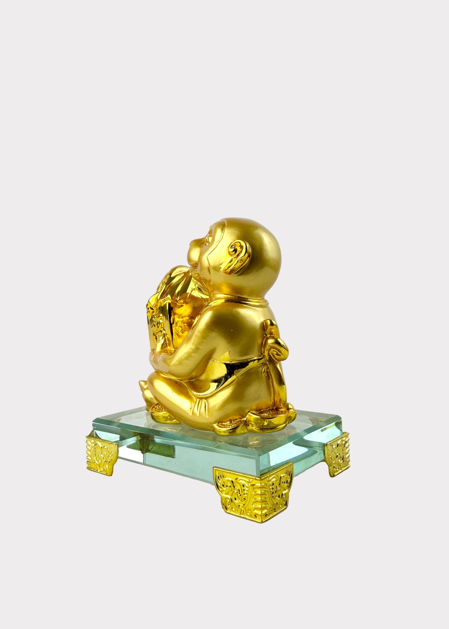 Golden Chinese Zodiac Monkey Figurine – Glass Base