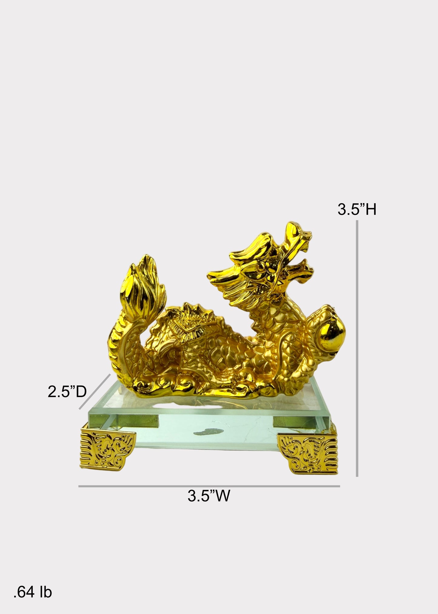 Golden Chinese Zodiac Dragon Figurine – Glass Base