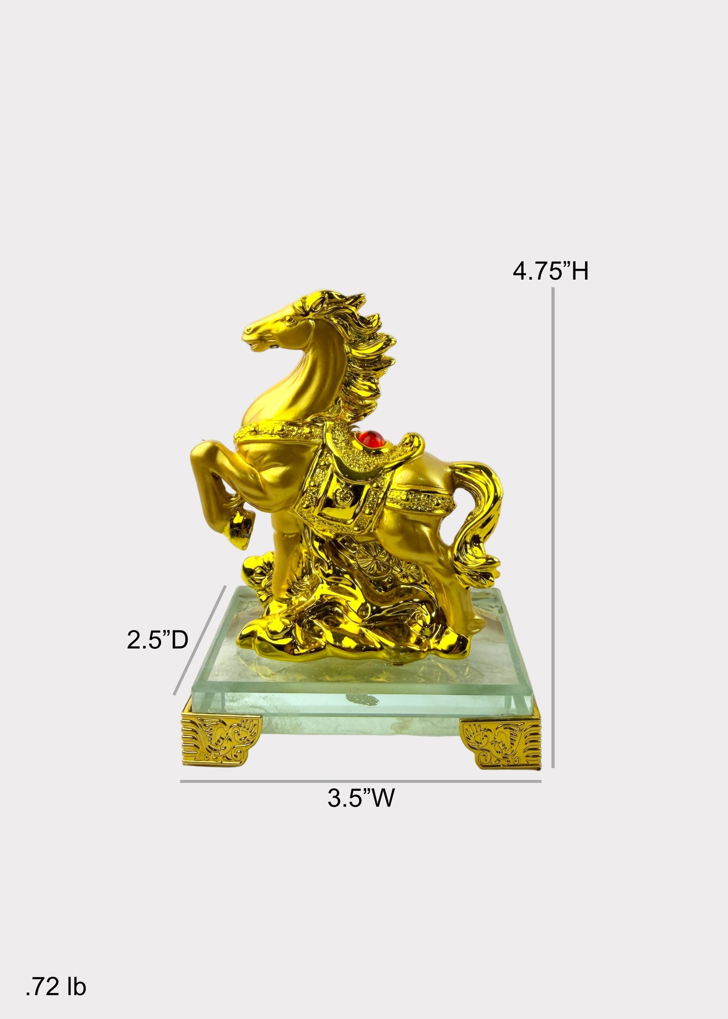 Golden Chinese Zodiac Horse Figurine – Glass Base