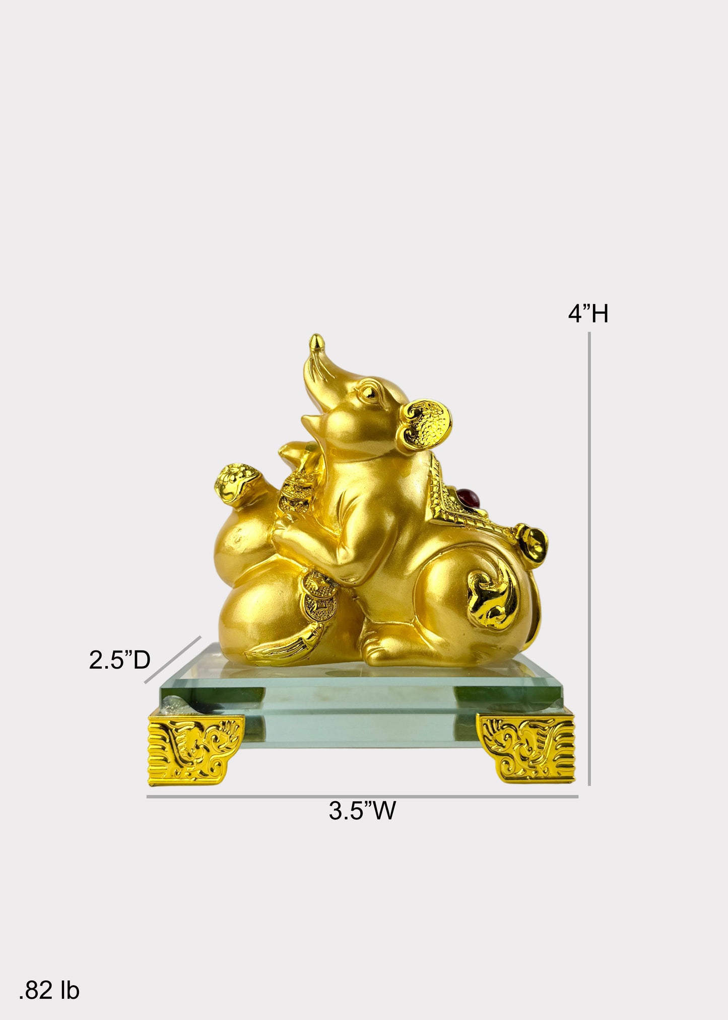Golden Chinese Zodiac Rat Figurine – Glass Base