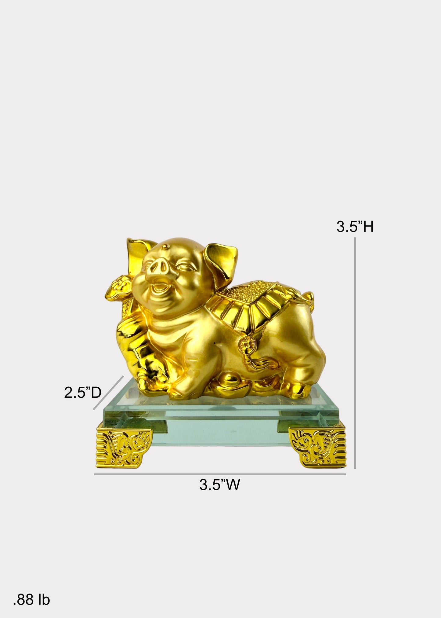 Golden Chinese Zodiac Pig Figurine – Glass Base