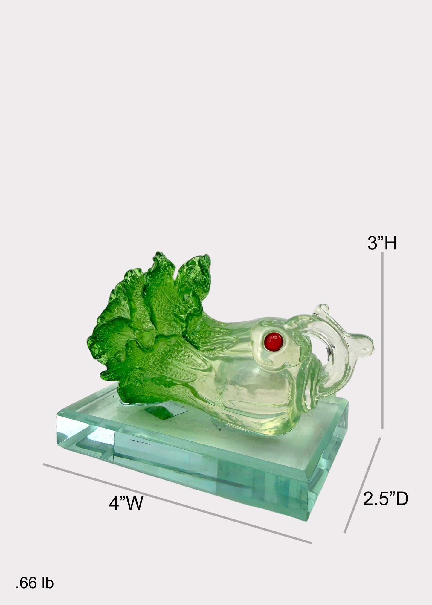 Glass Feng Shui Cabbage on Crystal Base – Wealth & Prosperity Symbol