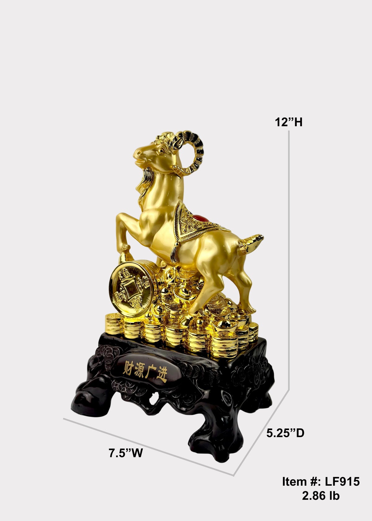 2027 Golden Ram Wealth & Prosperity Statue - Lucky Feng Shui Decoration