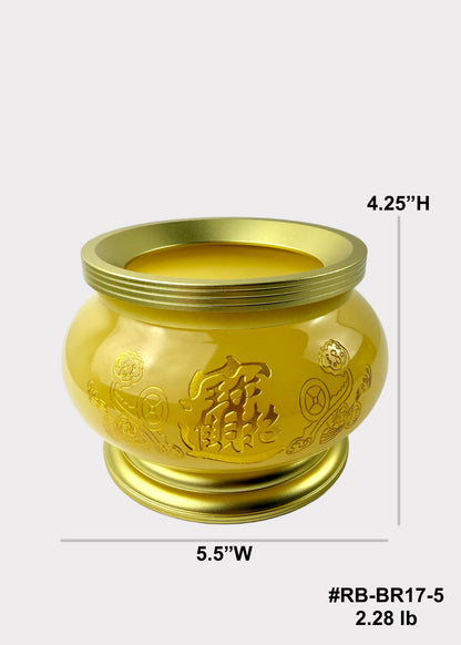 Yellow Jade Finish Incense Burner with Gold-Tone Metal Accents
