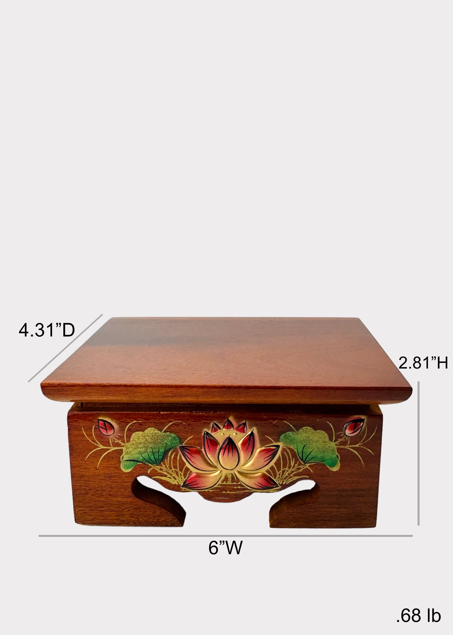 Lotus Wooden Altar Stand – Rectangular Base