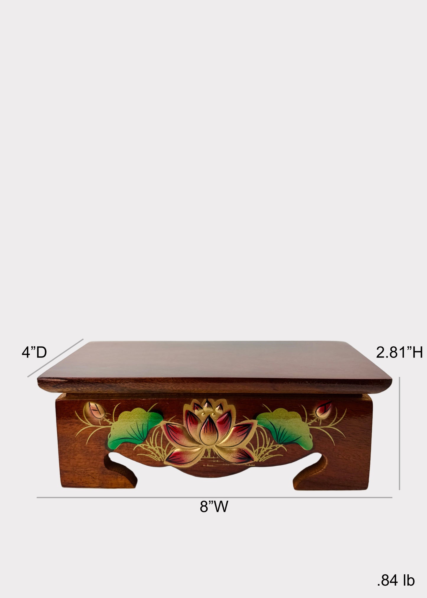 Lotus Wooden Altar Stand – Rectangular Base