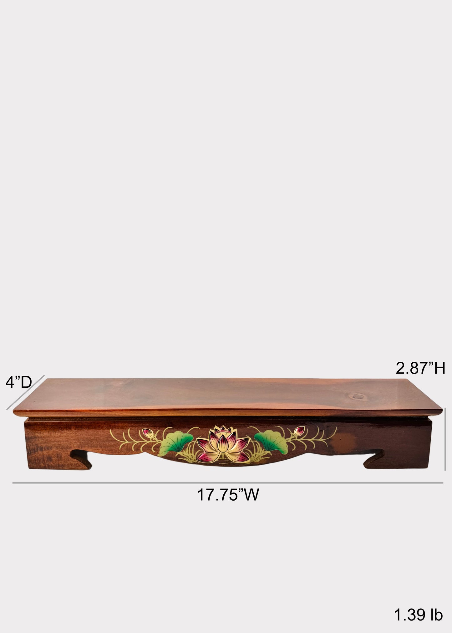 Lotus Wooden Altar Stand – Rectangular Base