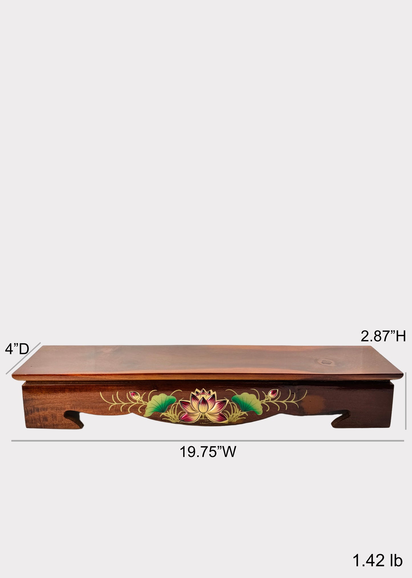 Lotus Wooden Altar Stand – Rectangular Base