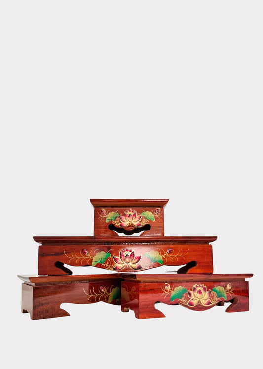 Lotus Wooden Altar Stand – Rectangular Base