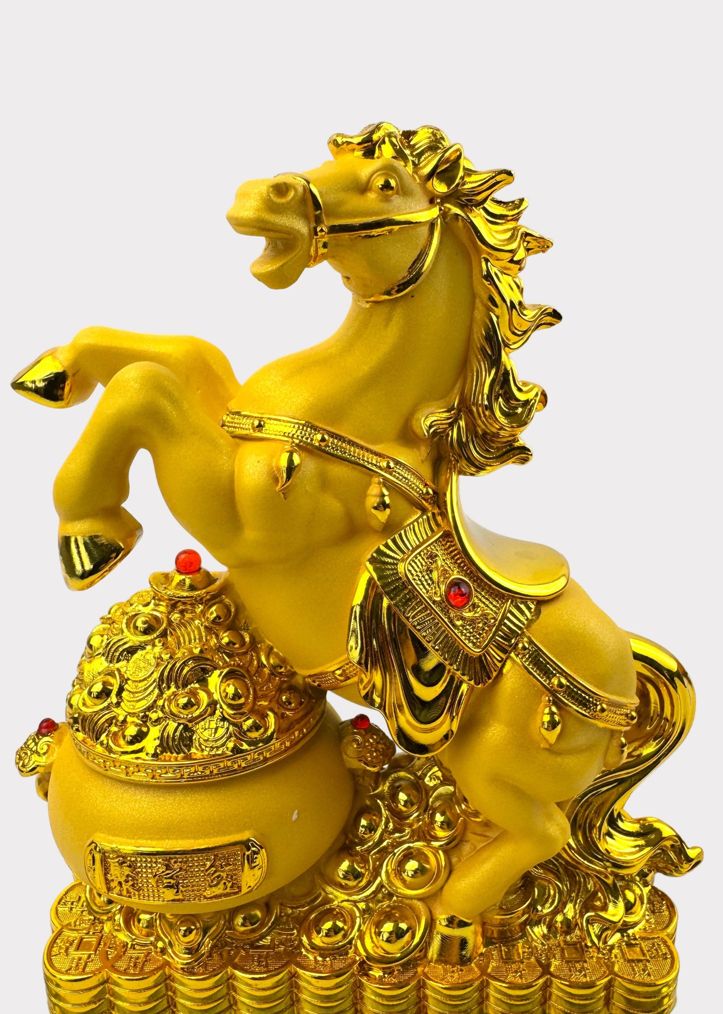 Golden Horse of Wealth – Crystal Base Figurine for Prosperity and Success