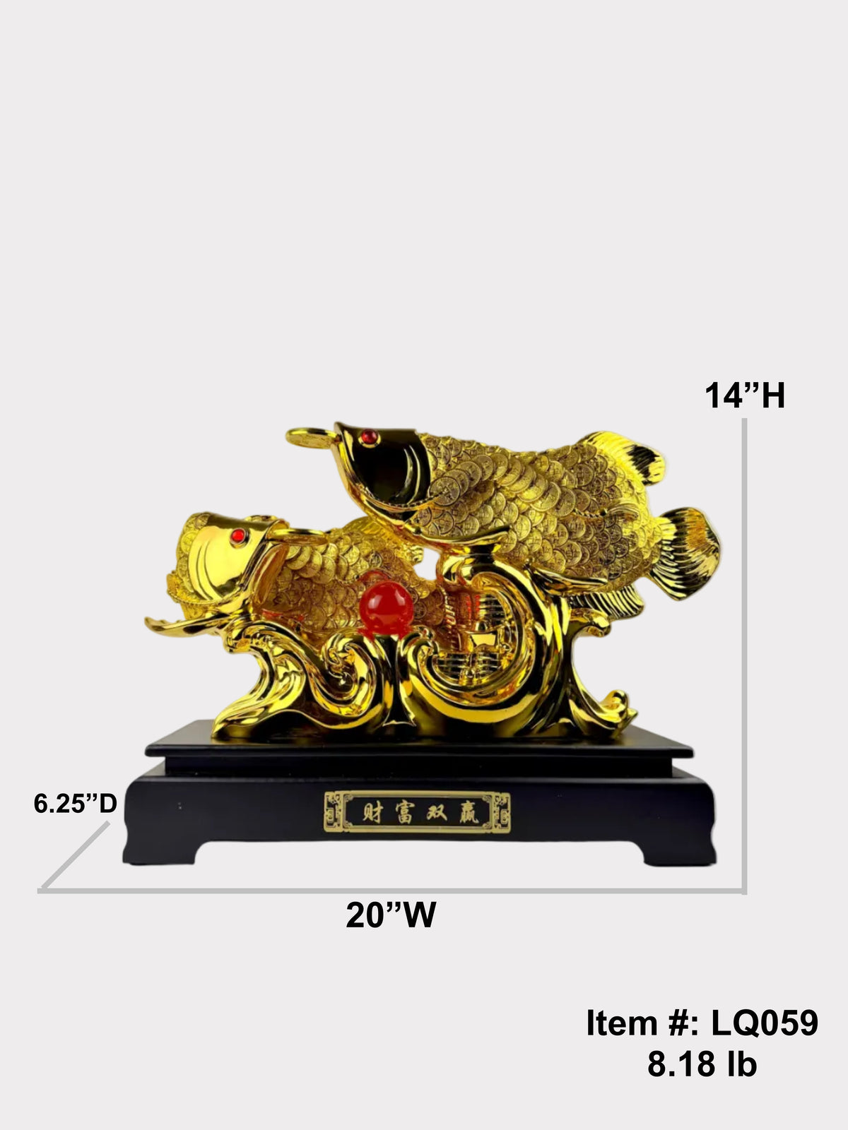 Golden Double Arowana Fish Statue - Wealth & Prosperity Feng Shui Decor
