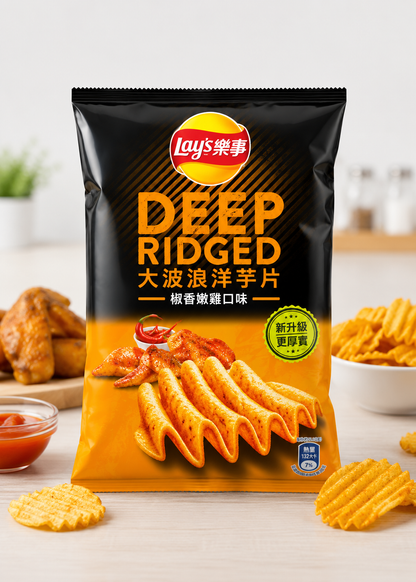 Lay's Deep Ridged Pepper Fried Chicken Flavor Potato Chips 54g
