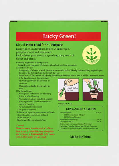 Lucky Green Liquid Plant Food Fertilizer - 10 36ml Bottles