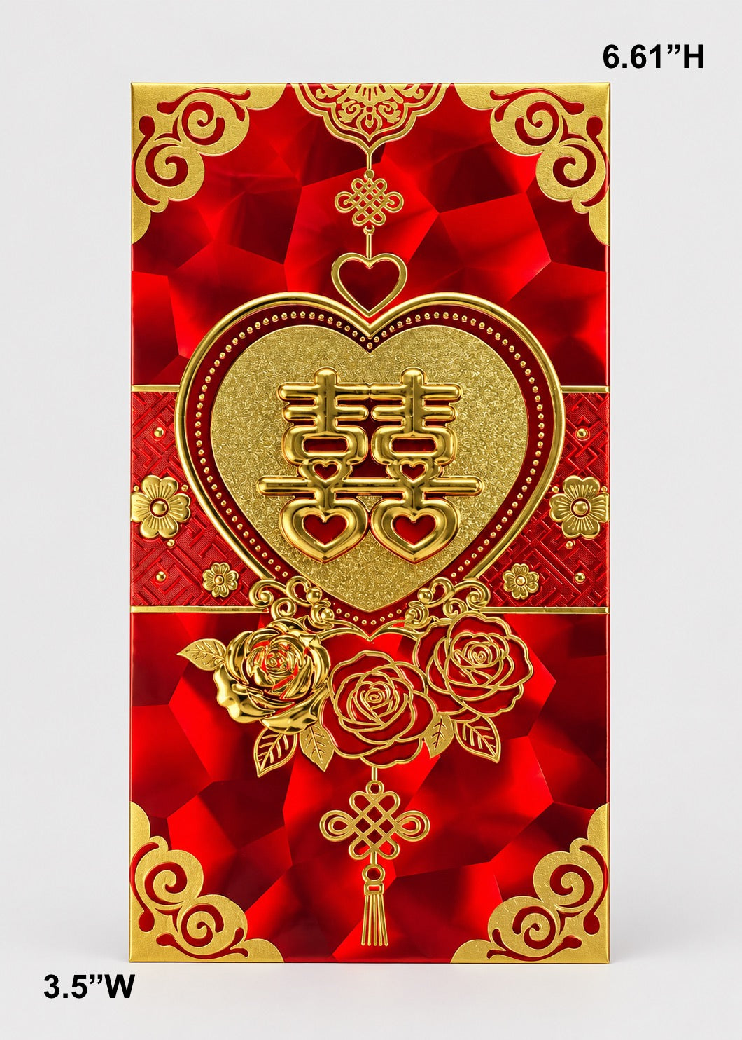Double Happiness Wedding Red Envelopes - Red & Gold (6 Pack)