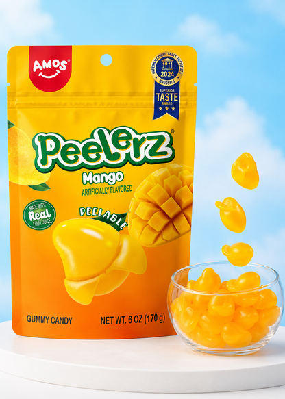Peelerz Mango Peelable Gummy Candy 6 oz (170g) - Soft Chewy Mango Fruit Gummies
