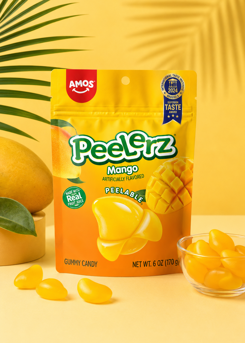 Peelerz Mango Peelable Gummy Candy 6 oz (170g) - Soft Chewy Mango Fruit Gummies
