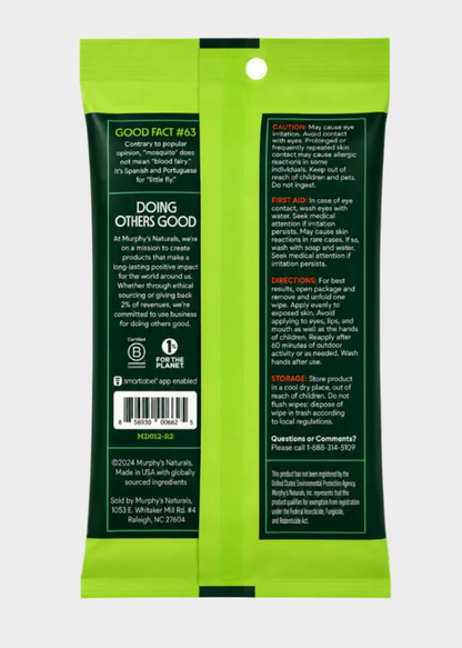 Murphy's Naturals Mosquito Repellent Wipes - 10 Plant-Based Wipes