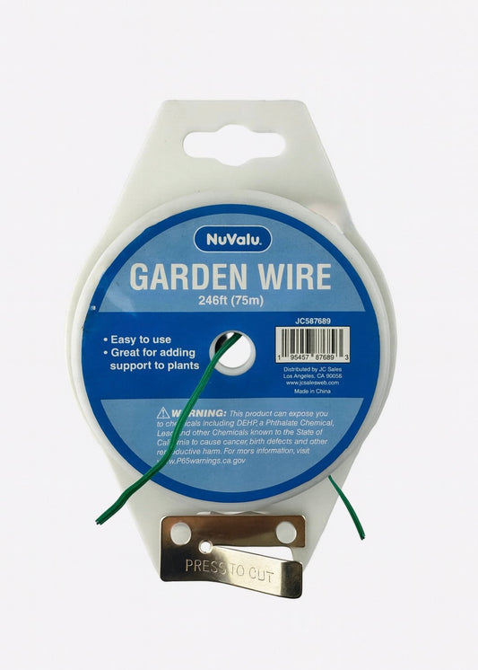 NuValu Garden Wire – 246ft (75m) Green Plant Support Wire with Cutter