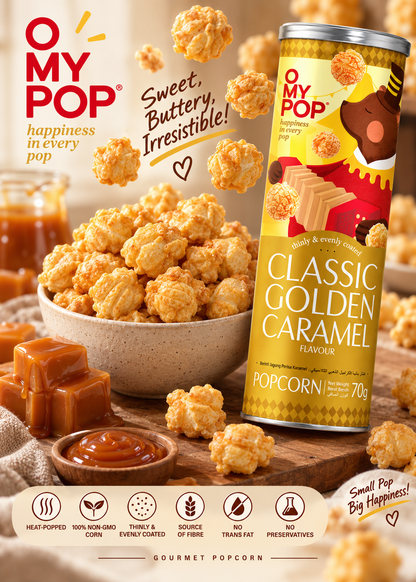 O MY POP Classic Golden Caramel Popcorn 70g