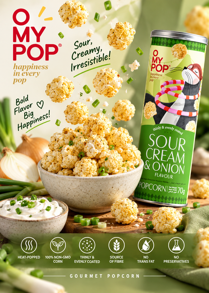 O MY POP Sour Cream & Onion Popcorn 70g