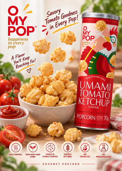 O MY POP Umami Tomato Ketchup Popcorn 70g