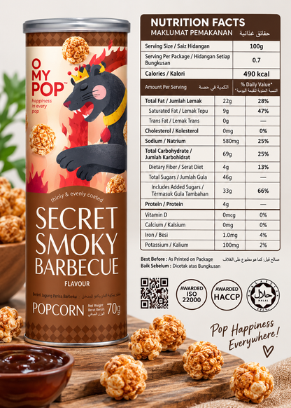 O MY POP Secret Smoky Barbecue Popcorn 70g