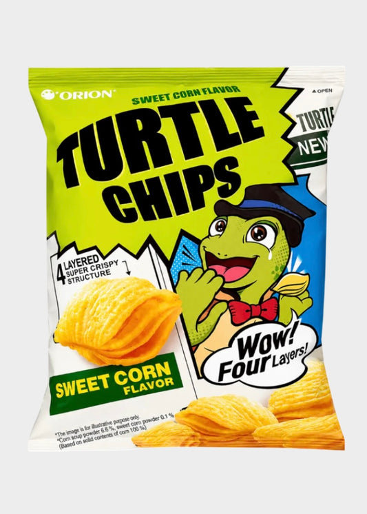 Orion Turtle Chips Sweet Corn Flavor 160g - Korean 4 Layer Crispy Corn Snack