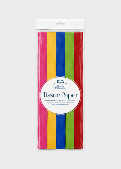 Pack of colorful tissue paper with a white background