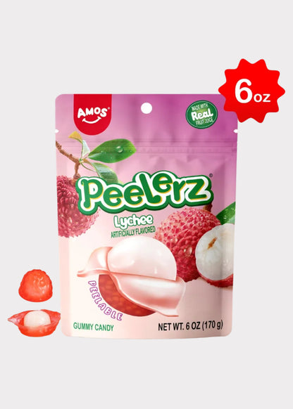 Peelerz Lychee Peelable Gummy Candy 6 oz (170g) - Soft Chewy Lychee Fruit Gummies
