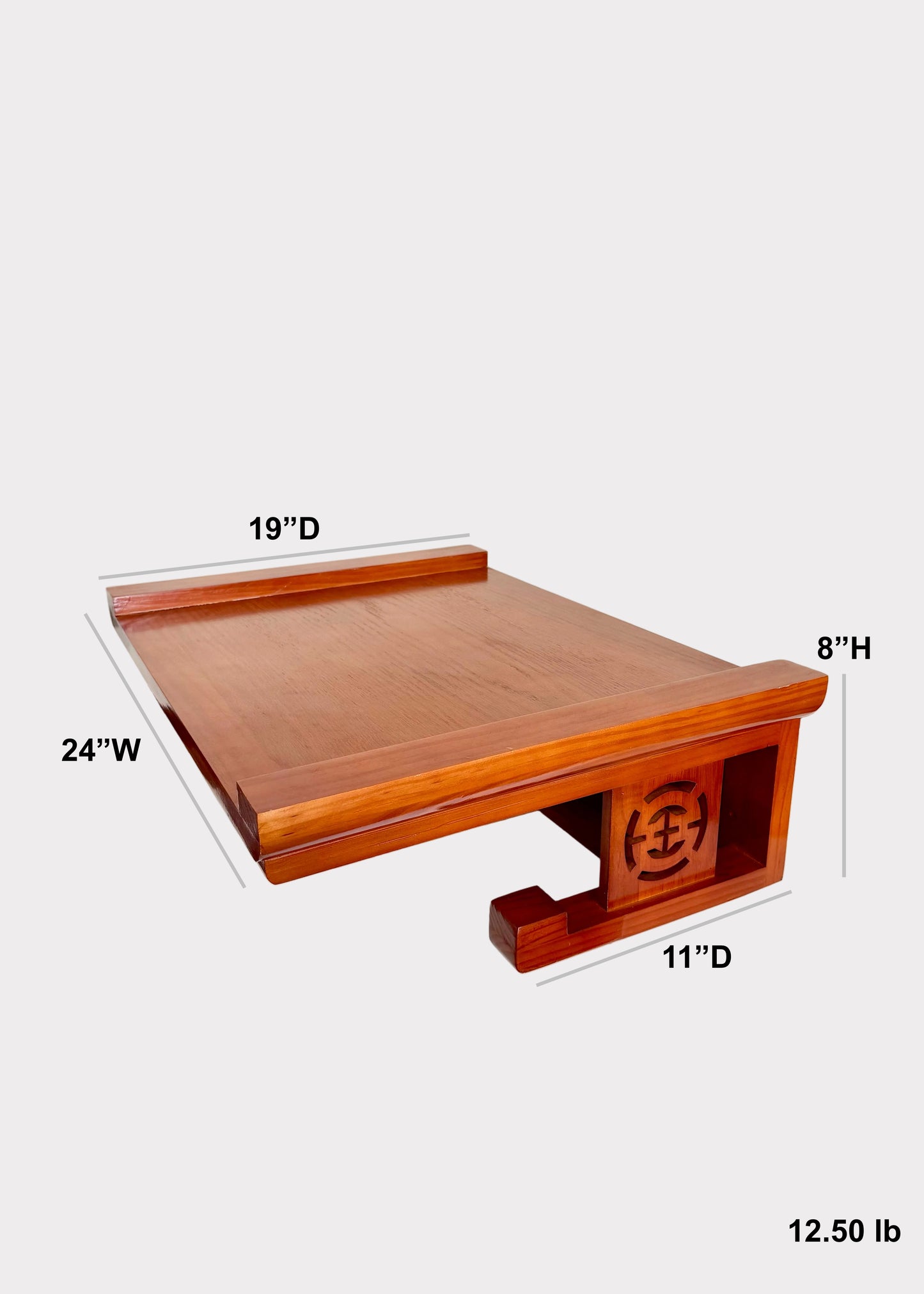 Solid Wood Floating Altar Shelf - Honey Finish Wall Mounted Buddhist Shrine Shelf