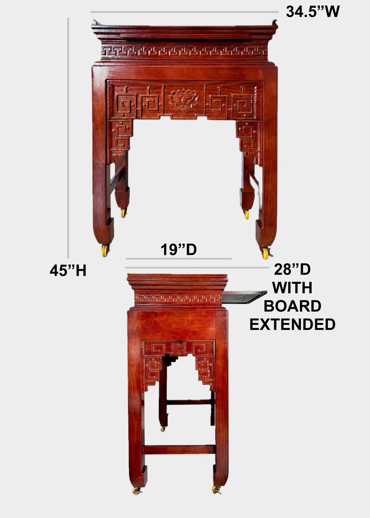 Traditional Wooden Altar Table with Locking Wheels