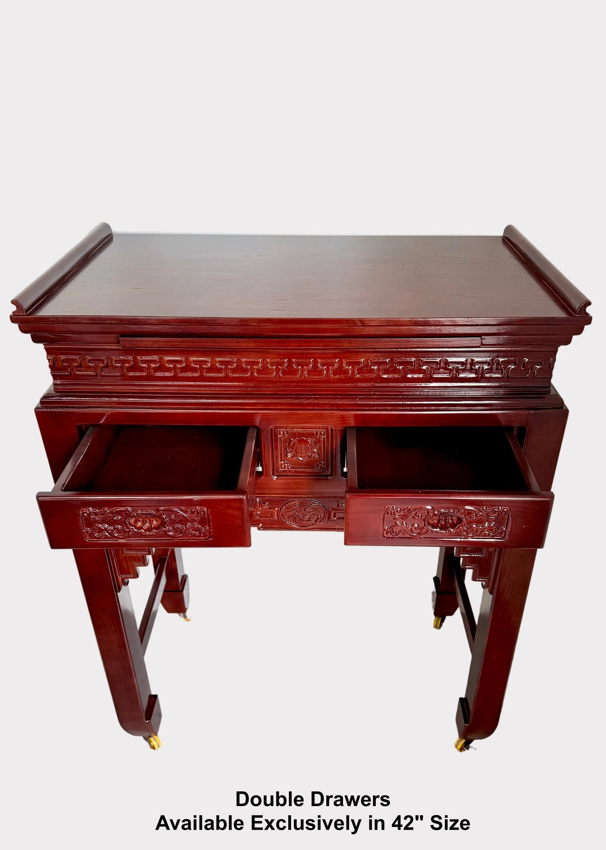 Traditional Wooden Altar Table with Locking Wheels