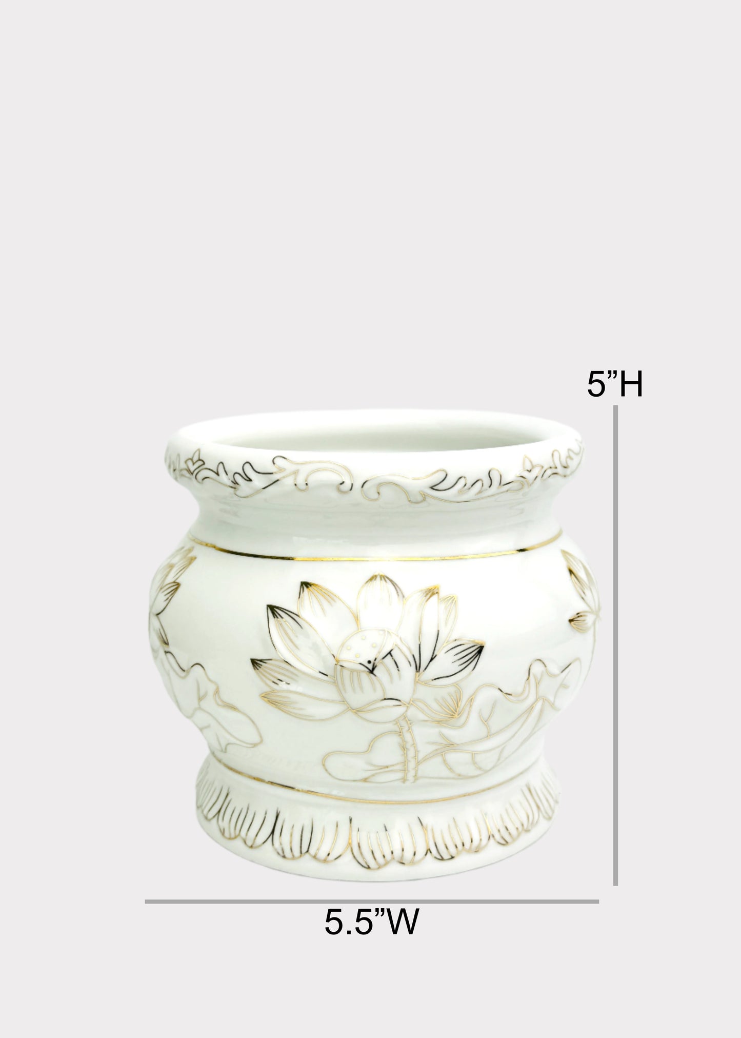 White & Gold Lotus – Incense Holder Pot – Ceramic