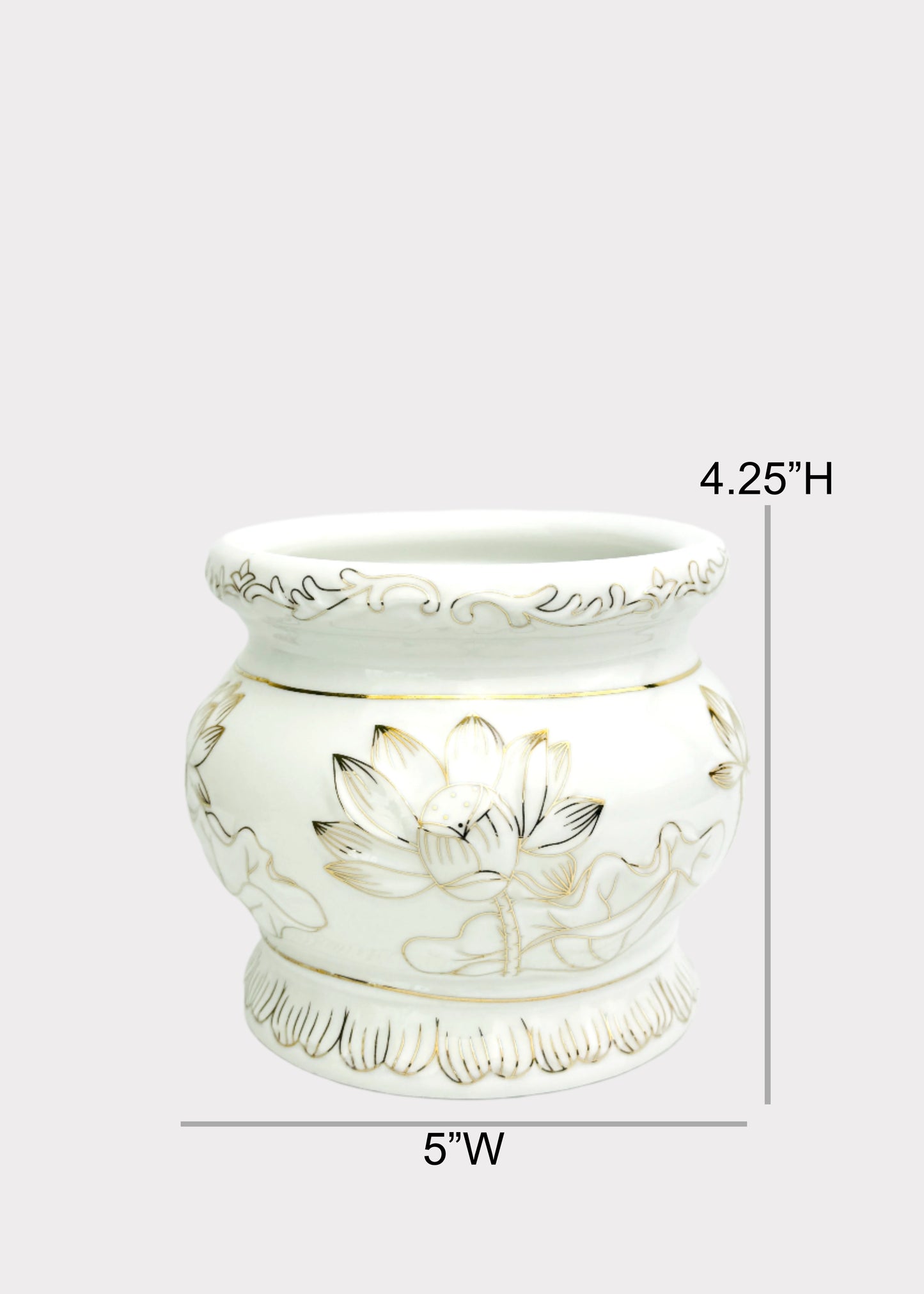 White & Gold Lotus – Incense Holder Pot – Ceramic