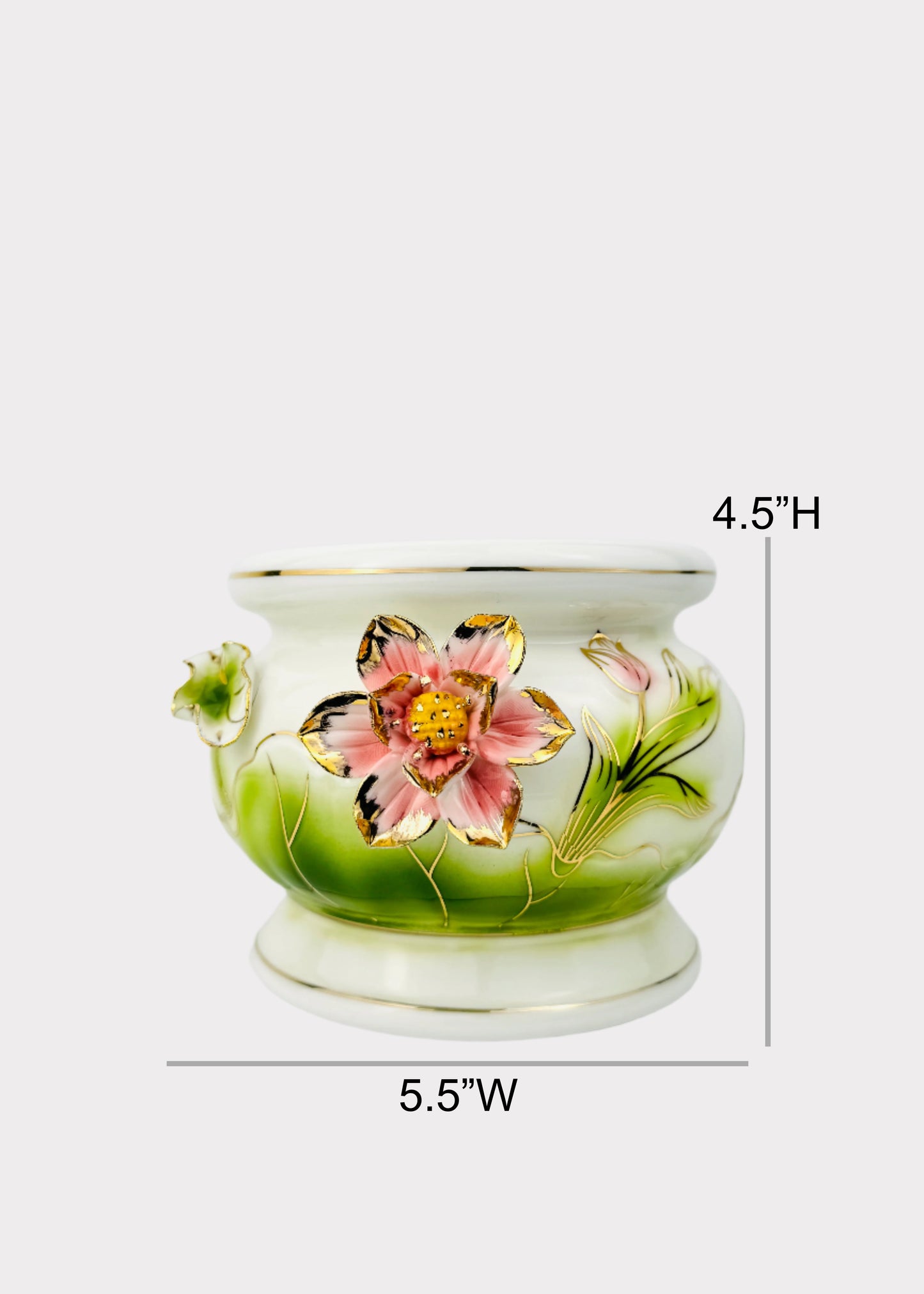 Lotus Blossom Relief – Incense Holder Pot – Ceramic