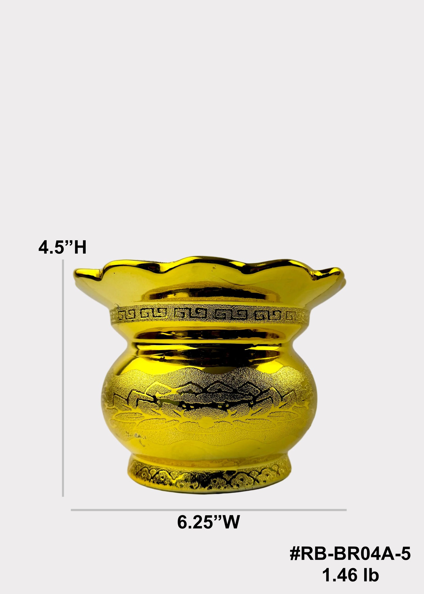 Traditional Gold Incense Burner with Lotus Rim