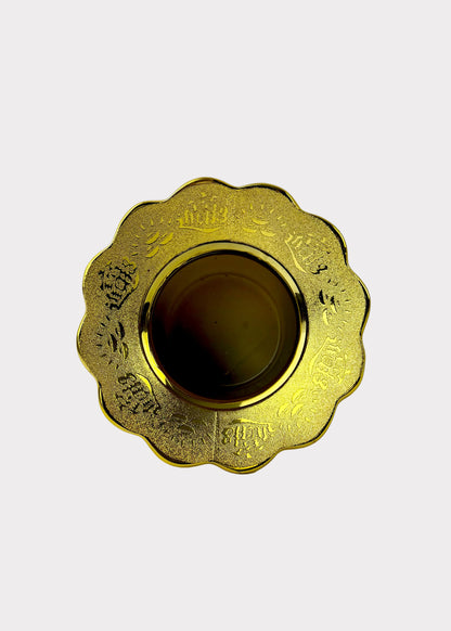 Traditional Gold Incense Burner with Lotus Rim