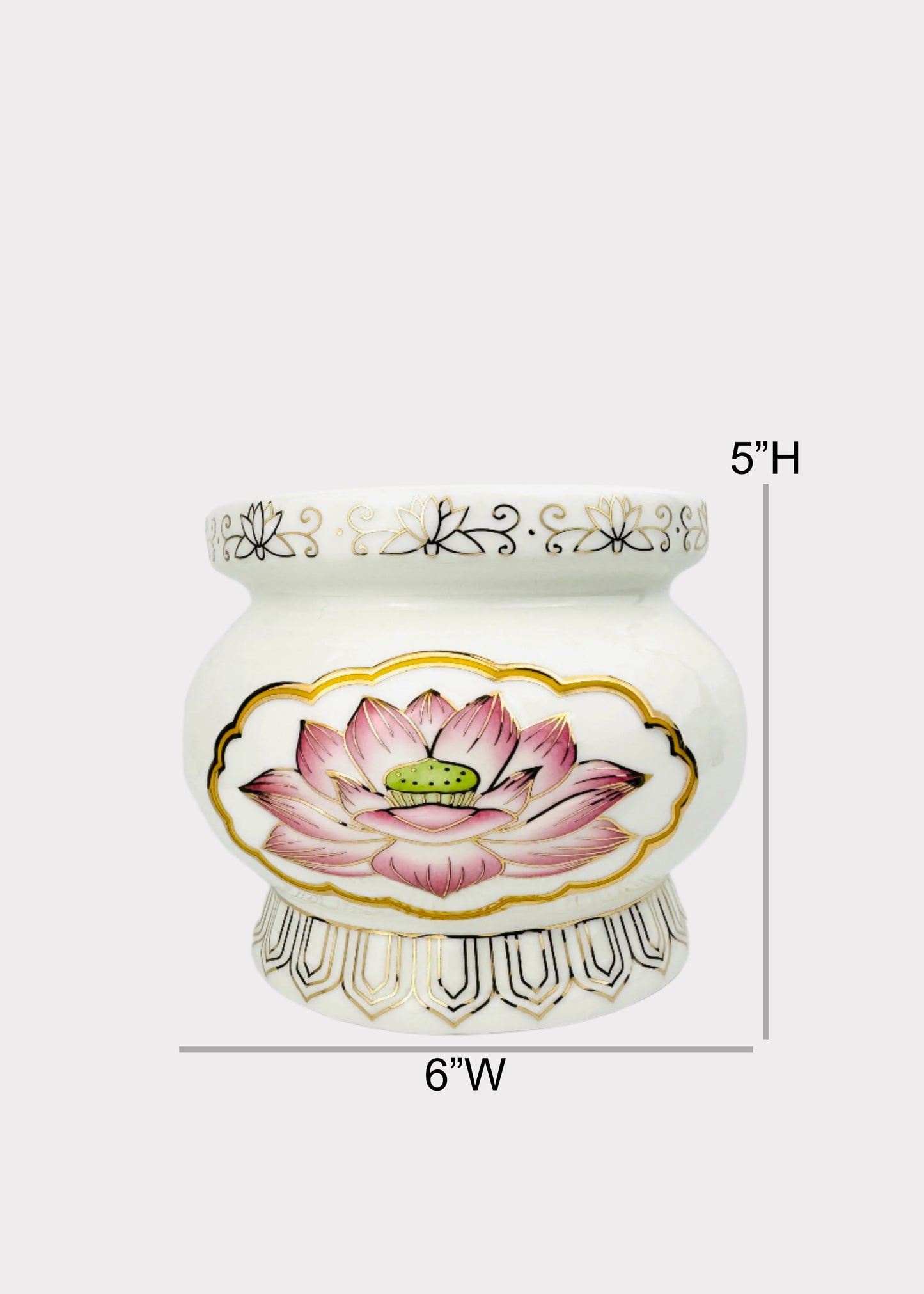 Pink Lotus Medallion – Incense Holder Pot – Ceramic