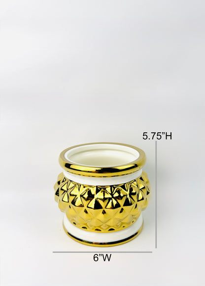 Geometric Gold – Incense Holder Pot – Ceramic