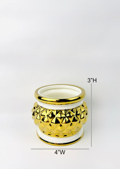 Geometric Gold – Incense Holder Pot – Ceramic