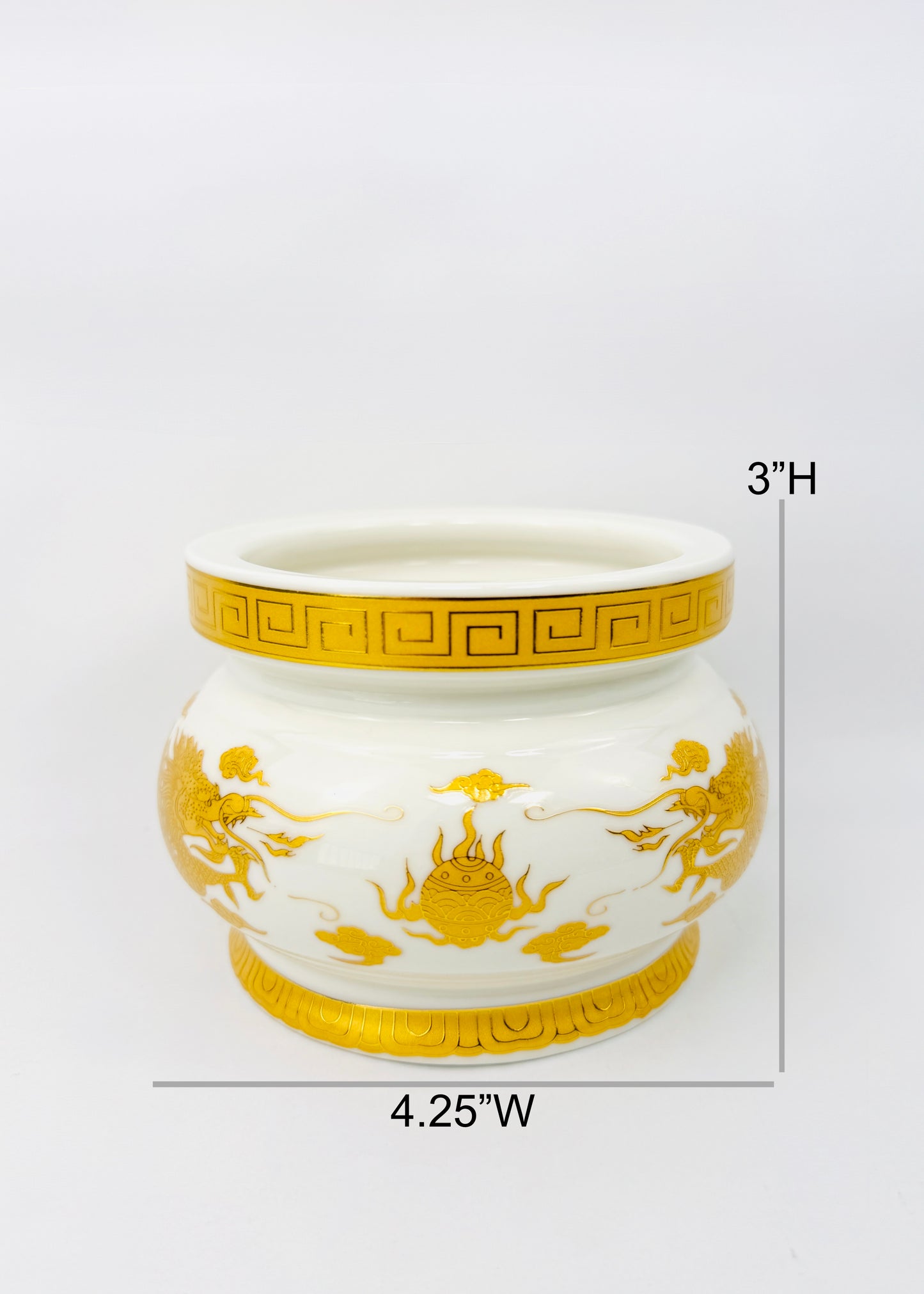 Imperial Two Dragons & Flaming Pearl – Incense Holder Pot – Ceramic
